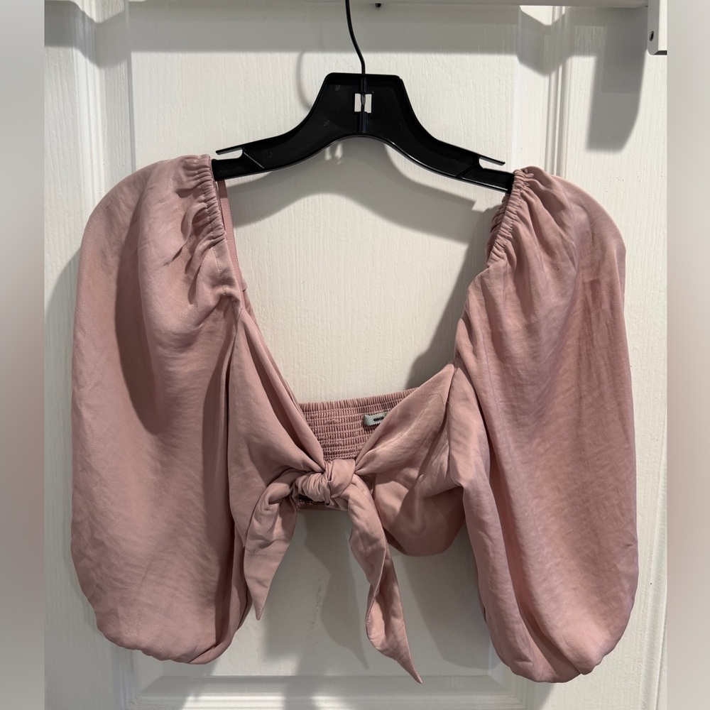 Kimchi Blue Blush Pink Tie-Front Crop Top